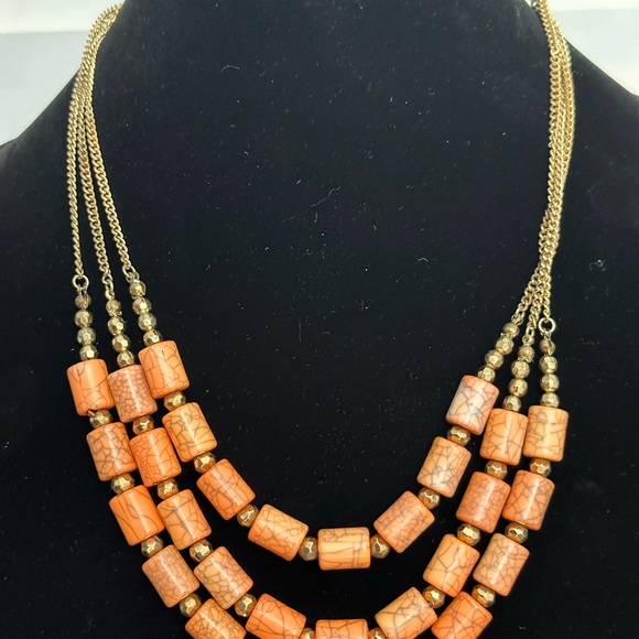 Statement, wood tube, necklace, triple thick vain, brown swirls, one of a kind - Picture 7 of 12